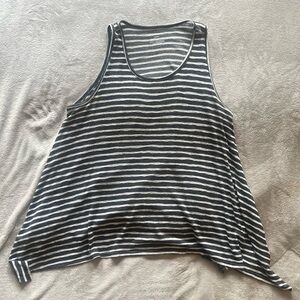 Lane Bryant Navy and White Striped Tank Top
